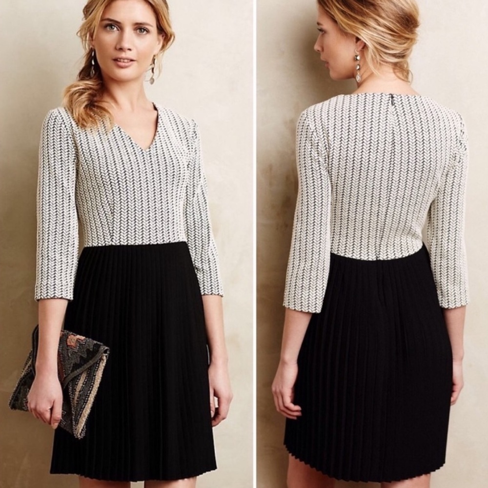 Anthropologie Ganni Crossknit & Pleated Dress EUC